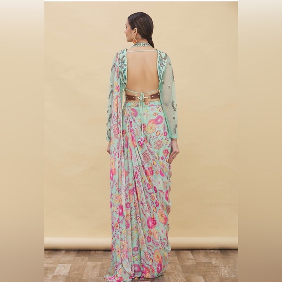 Diyarajvvir Pre-draped saree with embroidered blouse - Picture 2 of 15